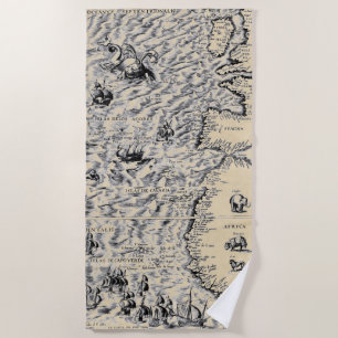 Toalla De Playa Mapa Mundial de Antigüedades del Océano Atlántico