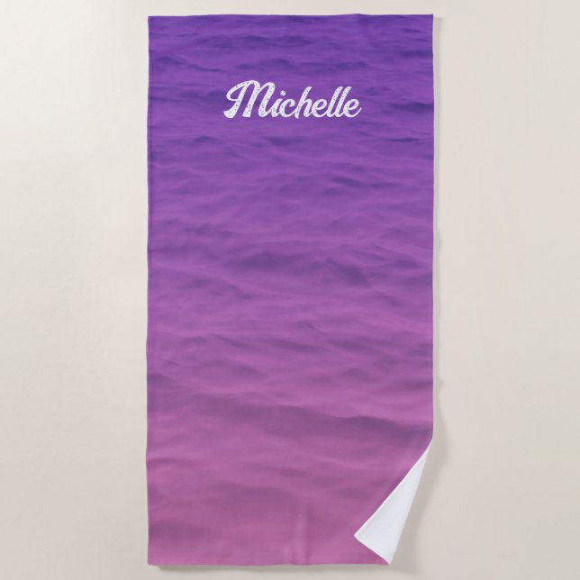 Toalla De Playa Mar Rosa Y Púrpura Personalizado (Anverso)
