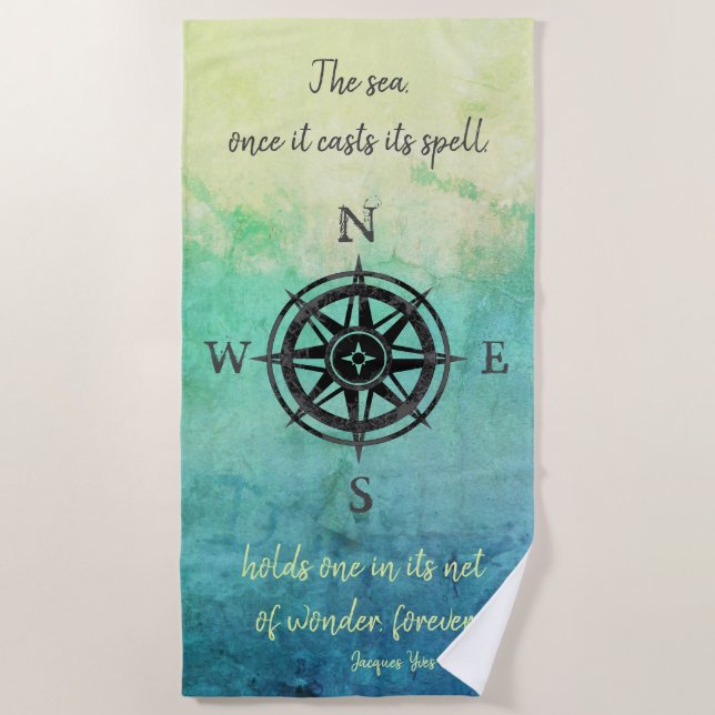 Toalla De Playa Mar verde azulado de Ombre (Anverso)