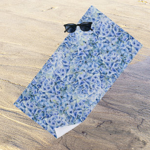 Toalla De Playa Maravillosas hortensias azules - patrón floral