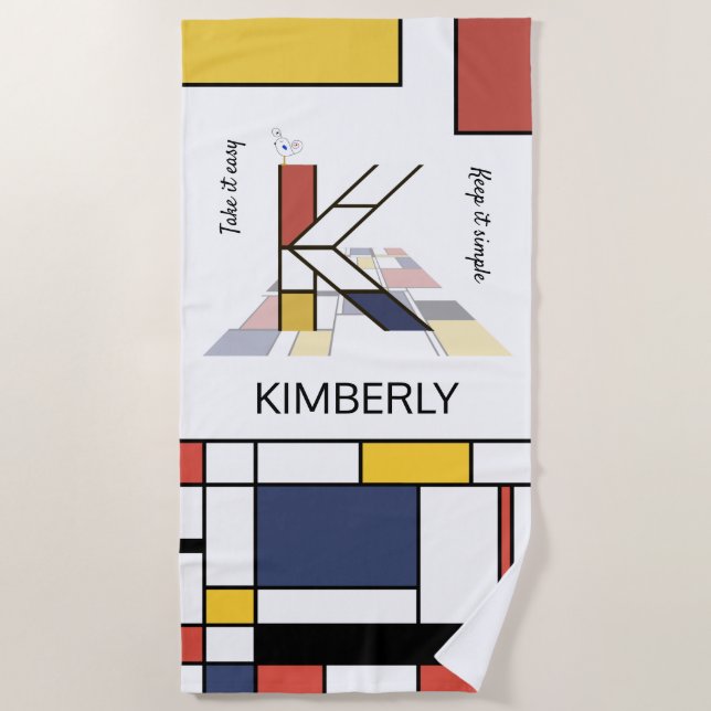 Toalla De Playa Maravilloso Neoplasticismo Monograma de Arte. Letr (Anverso)