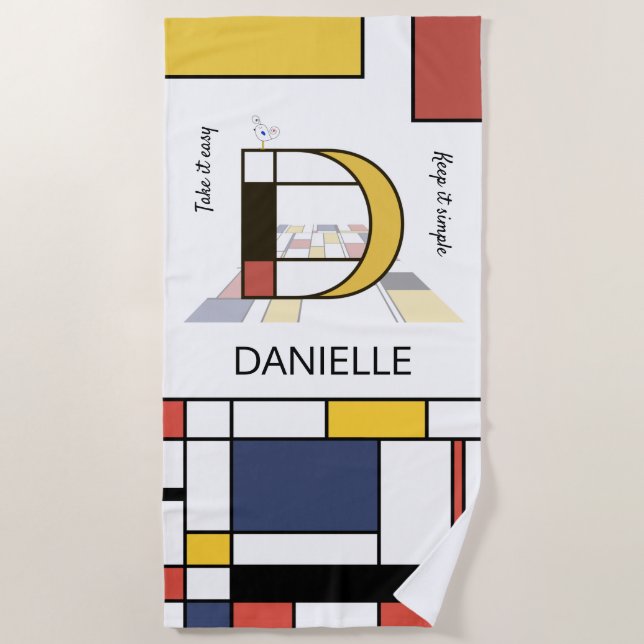 Toalla De Playa Maravilloso Neoplasticismo Monograma de Arte. Letr (Anverso)