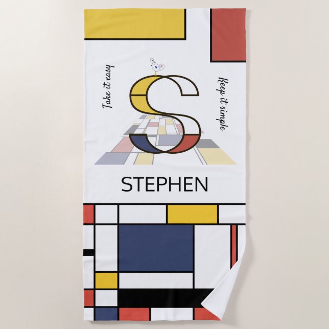 Toalla De Playa Maravilloso Neoplasticismo Monograma de Arte. Letr (Anverso)