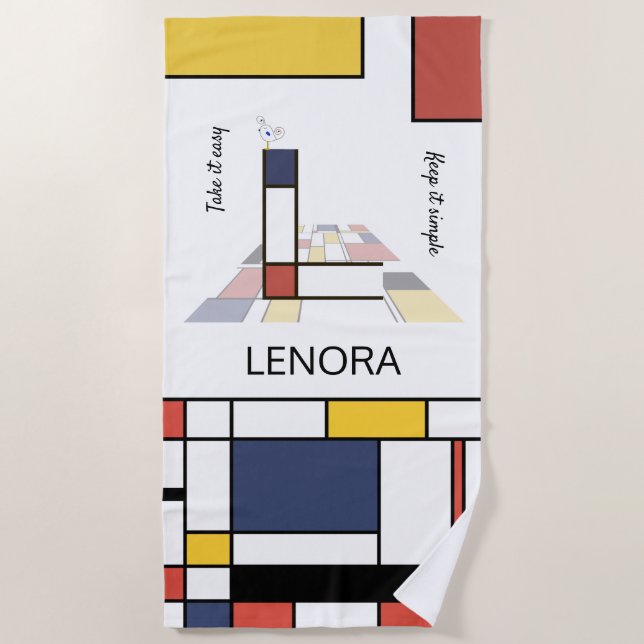 Toalla De Playa Maravilloso Neoplasticismo Monograma de Arte. Letr (Anverso)