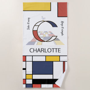 Toalla De Playa Maravilloso Neoplasticismo Monograma de Arte. Letr