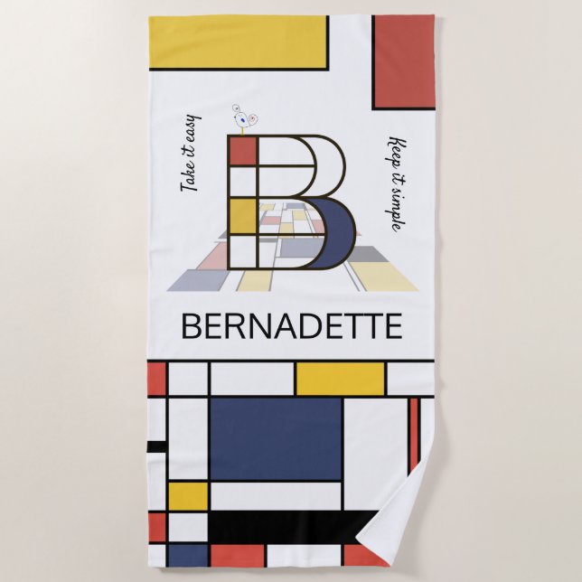 Toalla De Playa Maravilloso Neoplasticismo Monograma de Arte. Letr (Anverso)