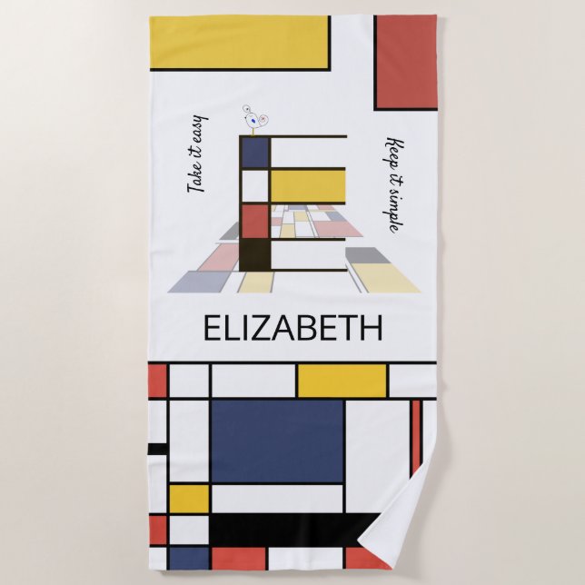 Toalla De Playa Maravilloso Neoplasticismo Monograma de Arte. Letr (Anverso)