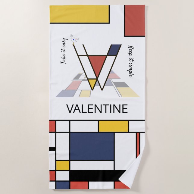 Toalla De Playa Maravilloso Neoplasticismo Monograma de Arte. Letr (Anverso)