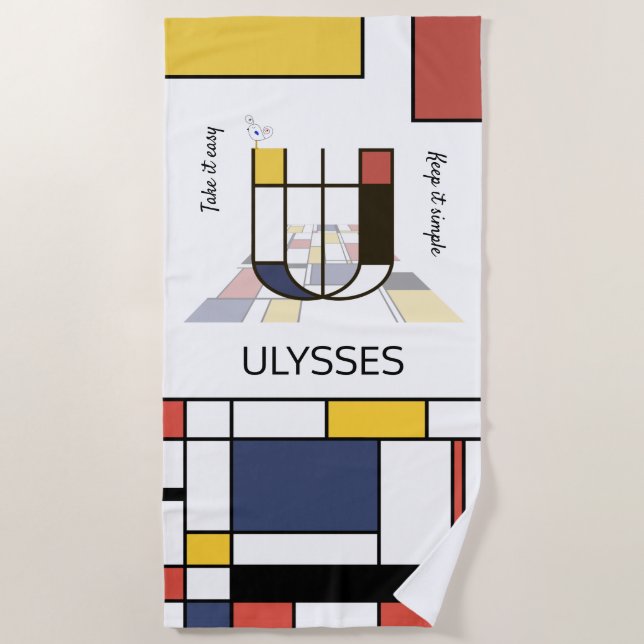 Toalla De Playa Maravilloso Neoplasticismo Monograma de Arte. Letr (Anverso)