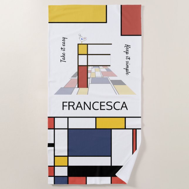 Toalla De Playa Maravilloso Neoplasticismo Monograma de Arte. Letr (Anverso)