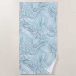 Toalla De Playa Marble plateado azul acuático