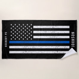 Toalla De Playa Marca americana Thin Blue Line Nombre perturbado