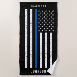 Toalla De Playa Marca americana Thin Blue Line Nombre perturbado