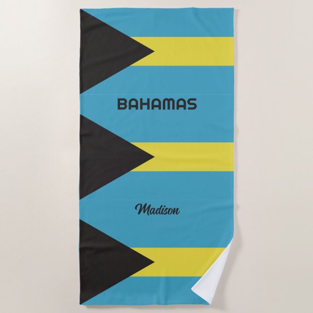 Toalla De Playa Marca de Bahamas de nombre personalizado (Anverso)