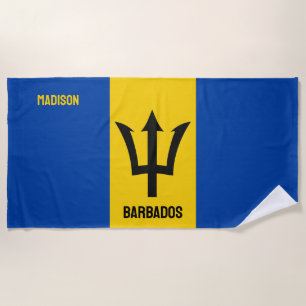 Toalla De Playa Marca de Barbados de nombre personalizado