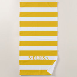 Toalla De Playa Marca De Cabana Amarillo Y Blanco De Tiras