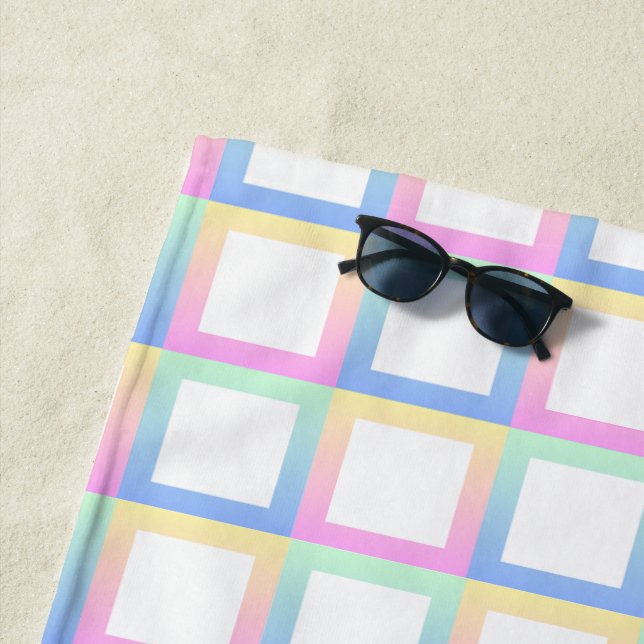 Toalla De Playa Marcos de patrones de gradiente simétricos blancos (In situ)