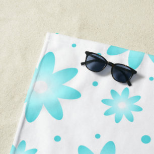 Toalla De Playa Margarita delicada blanca y turquesa, patrón de pu