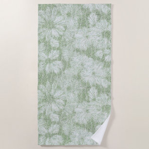 Toalla De Playa Margarita Floral aterciopelada verde lima