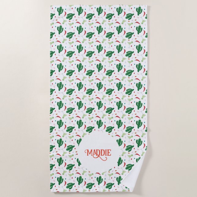 Toalla De Playa Margaritas, pimientos de chile y Cactus Fiesta (Anverso)