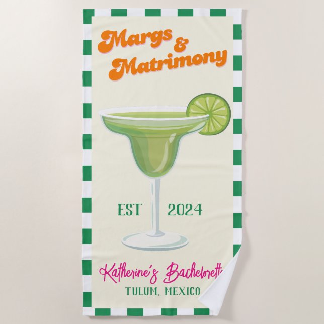 Toalla De Playa Margs and Matrimony Bridesmaid Bachelorette Party (Anverso)