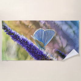 Toalla De Playa Mariposa En Flores Moradas