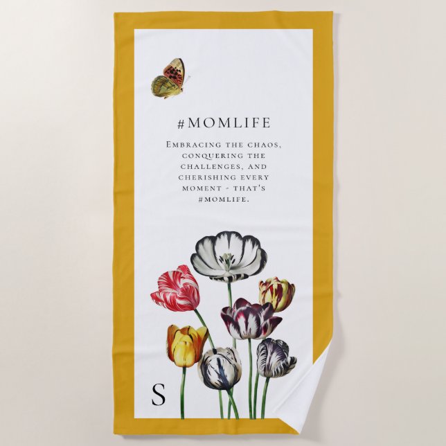 Toalla De Playa Mariposa floral de Mamá Vida (Anverso)