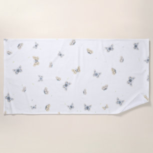 Toalla De Playa Mariposas azules y de crema encantadoras Fauna T
