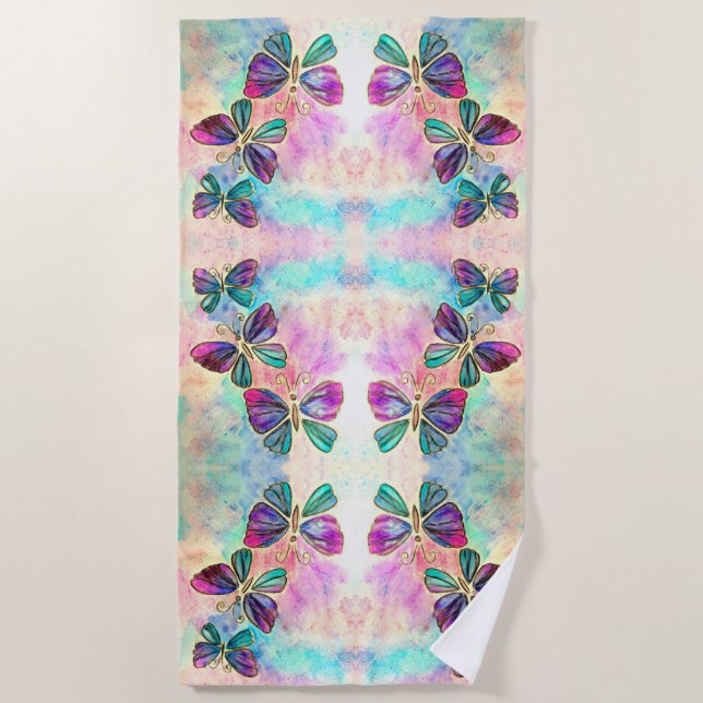 Toalla De Playa Mariposas de colores intensos (Anverso)
