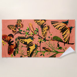 Toalla De Playa Mariposas Francesas Rosadas