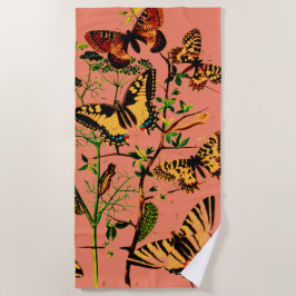 Toalla De Playa Mariposas Francesas Rosadas