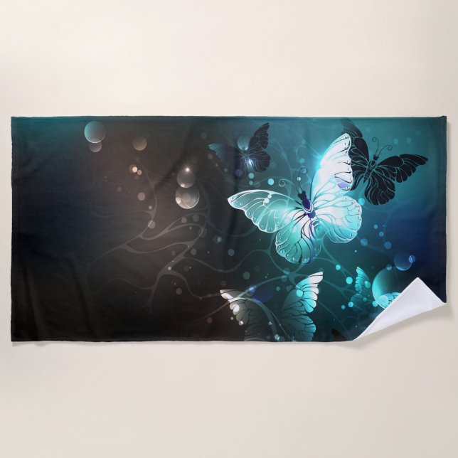 Toalla De Playa Mariposas nocturnas de menta (Anverso)