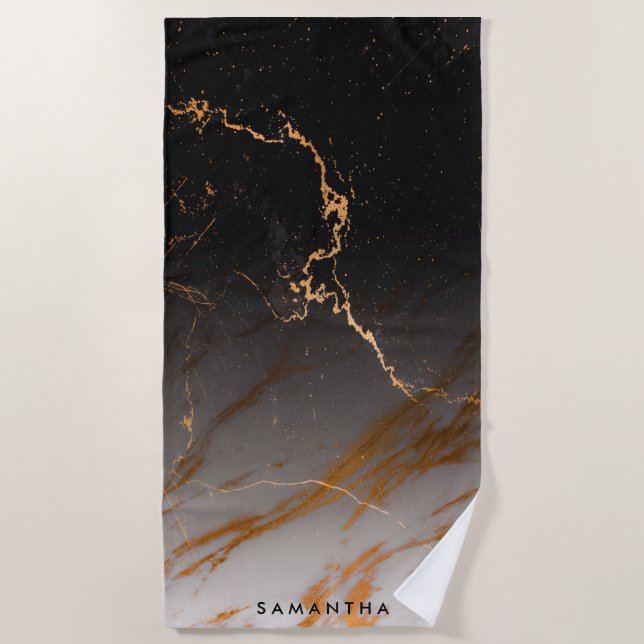 Toalla De Playa Mármol blanco y negro (Anverso)