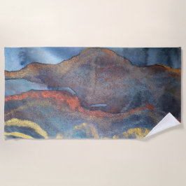 Toalla De Playa Mármol de color azul y oro de la Marina Resumen mo