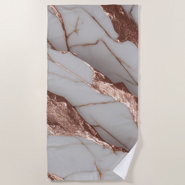 Toalla De Playa Mármol del Purpurina de cobre de moda (Anverso)