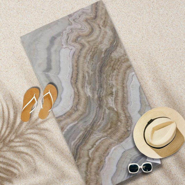 Toalla De Playa mármol gris marrón escandinavo minimalista (minimalist scandinavian granite brown grey marble beach towel)