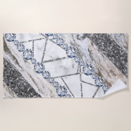 Toalla De Playa Mármol Gris Oro Blanco