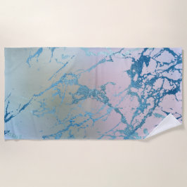 Toalla De Playa Mármol irlandés | Faux Holo Blue Pink