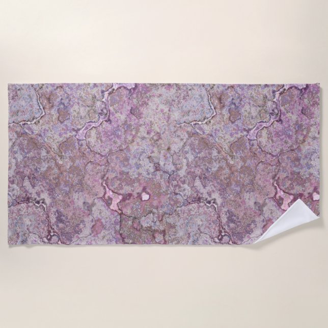 Toalla De Playa Mármol rosa y púrpura (Anverso)