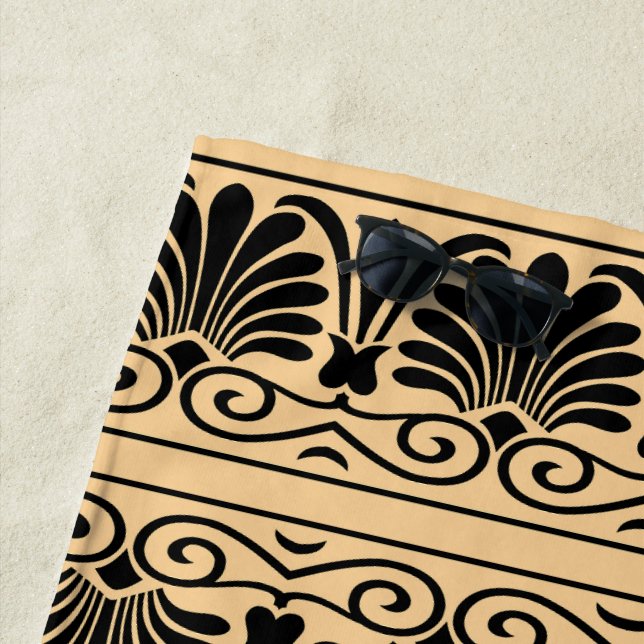 Toalla De Playa Marrón del patrón árabe del Mediterráneo griego (In situ)