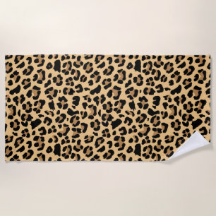 Toalla De Playa Marrón y negro de impresión de leopardo clásico