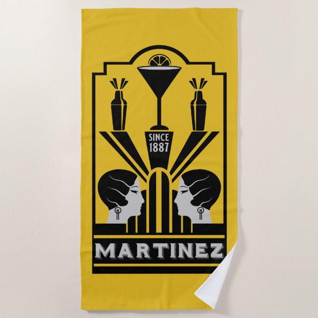 Toalla De Playa Martinez Cocktail Art Deco (Anverso)