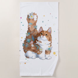 Toalla De Playa Mascota de gato kitsch