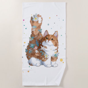 Toalla De Playa Mascota de gato kitsch