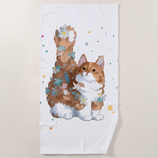 Toalla De Playa Mascota de gato kitsch (Anverso)