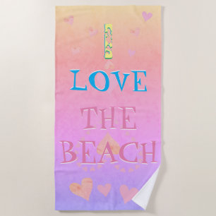 Toalla De Playa "Me encanta la playa" Beach Sunrise & Hearts