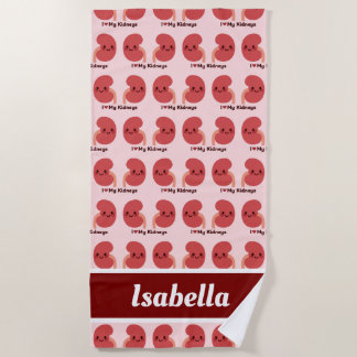 Toalla De Playa Me Encantan Mis Riñones - Riñones Sonrientes.