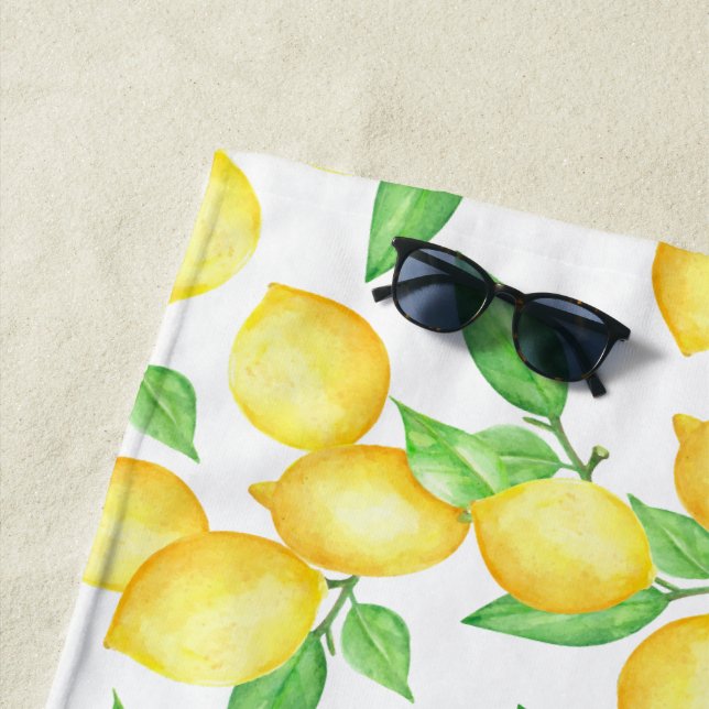 Toalla De Playa Mediterrenean Citrus Lemon pattern (In situ)