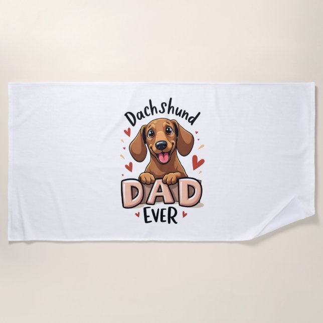 Toalla De Playa Mejor Dachshund Dad Ever T Shirt (Anverso)