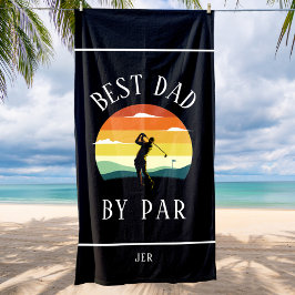 Toalla De Playa Mejor Papá De Par Golfer Silhouette Black White